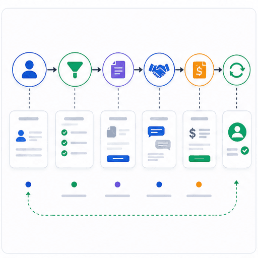 CRM для отдела продаж на заказ: когда коробки уже не хватает и как не переплатить за лишнее: карта процесса