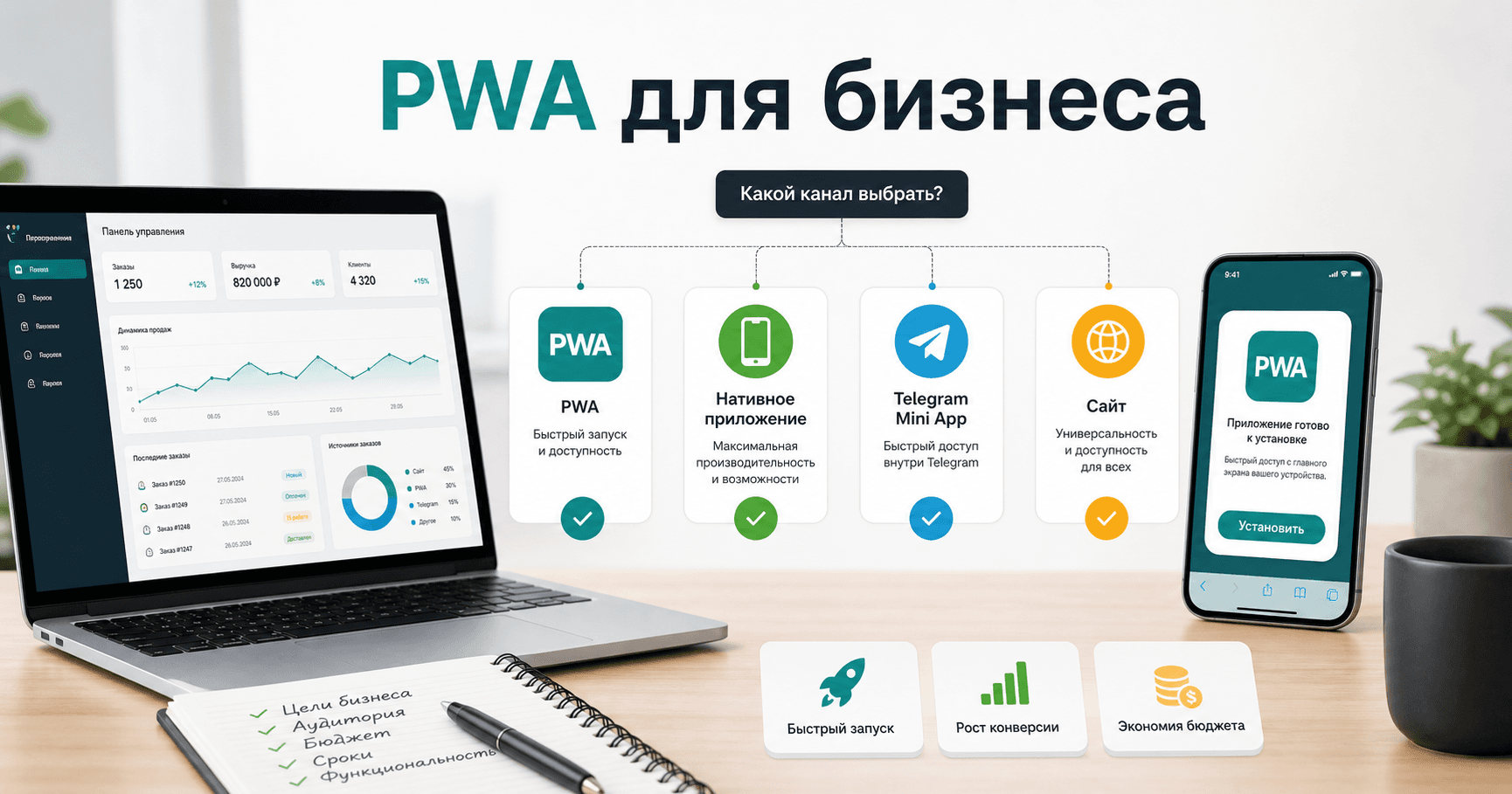 PWA-приложение для бизнеса: когда оно заменяет мобильное приложение и сайт