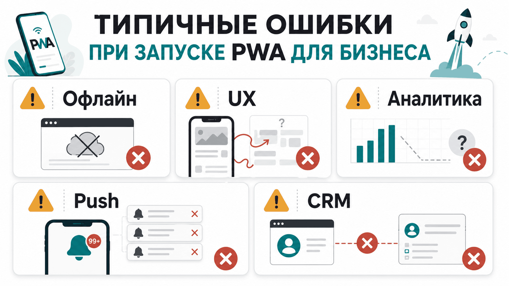 Типичные ошибки при запуске PWA-приложения для бизнеса